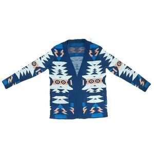 Womens Size M Aztec Geometric Print Cardigan with Front Pockets